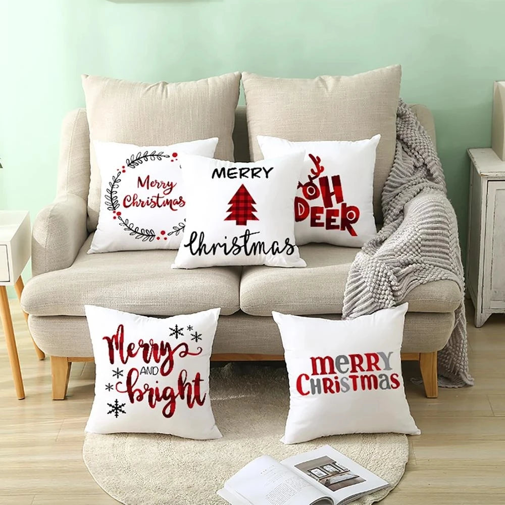 45cm Christmas Cushion Cover Navidad Merry Christmas Decorations For Home 2024 Xmas Noel Cristmas Ornaments New Year Gifts 2025