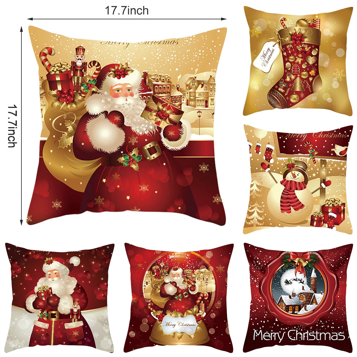 45cm Christmas Cushion Cover Merry Christmas Decor For Home 2024 Christmas Ornaments Navidad Noel Xmas Gifts Happy New Year 2025