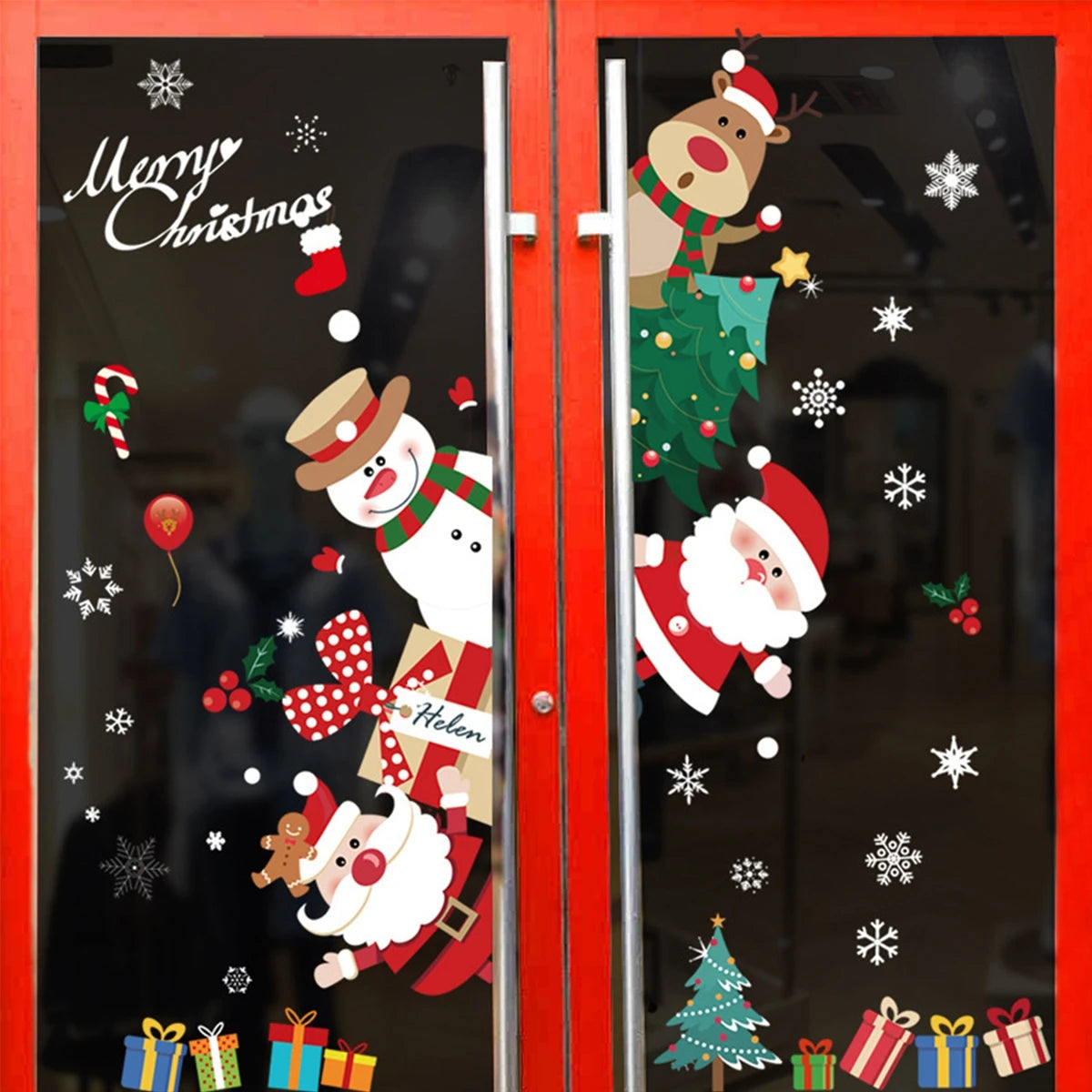 Christmas Window Sticker Merry Christmas Decorations For Home 2024 Cristmas Ornament Xmas Navidad Natal Gifts New Year 2025