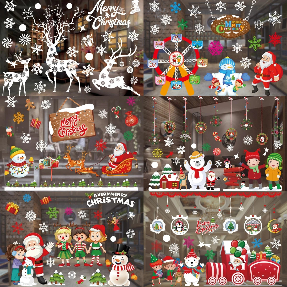 Christmas Window Sticker Merry Christmas Decorations For Home 2024 Cristmas Ornament Xmas Navidad Natal Gifts New Year 2025