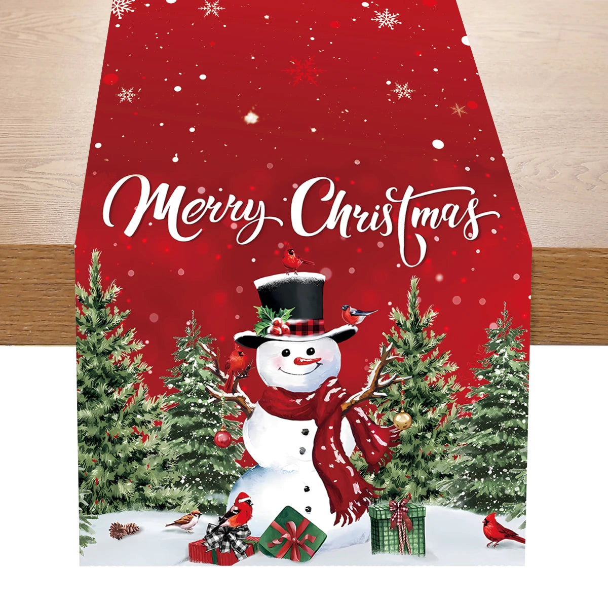 Christmas Table Runner Merry Christmas Decoration for Home Xmas Party Decor 2024 Navidad Notal Noel Ornament Happy New Year 2025